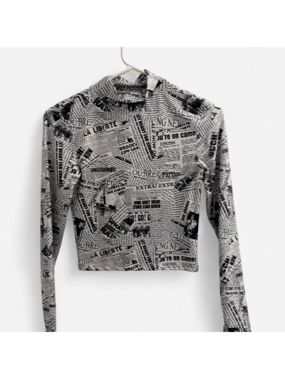 Topshop Newspaper Print Top